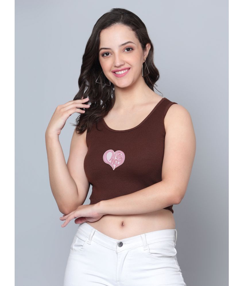     			fashion and youth Brown Cotton Blend Women's Crop Top ( Pack of 1 )