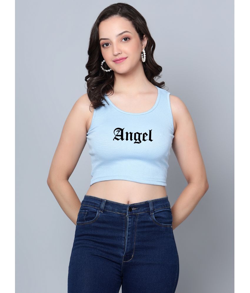     			fashion and youth Light Blue Cotton Blend Women's Crop Top ( Pack of 1 )