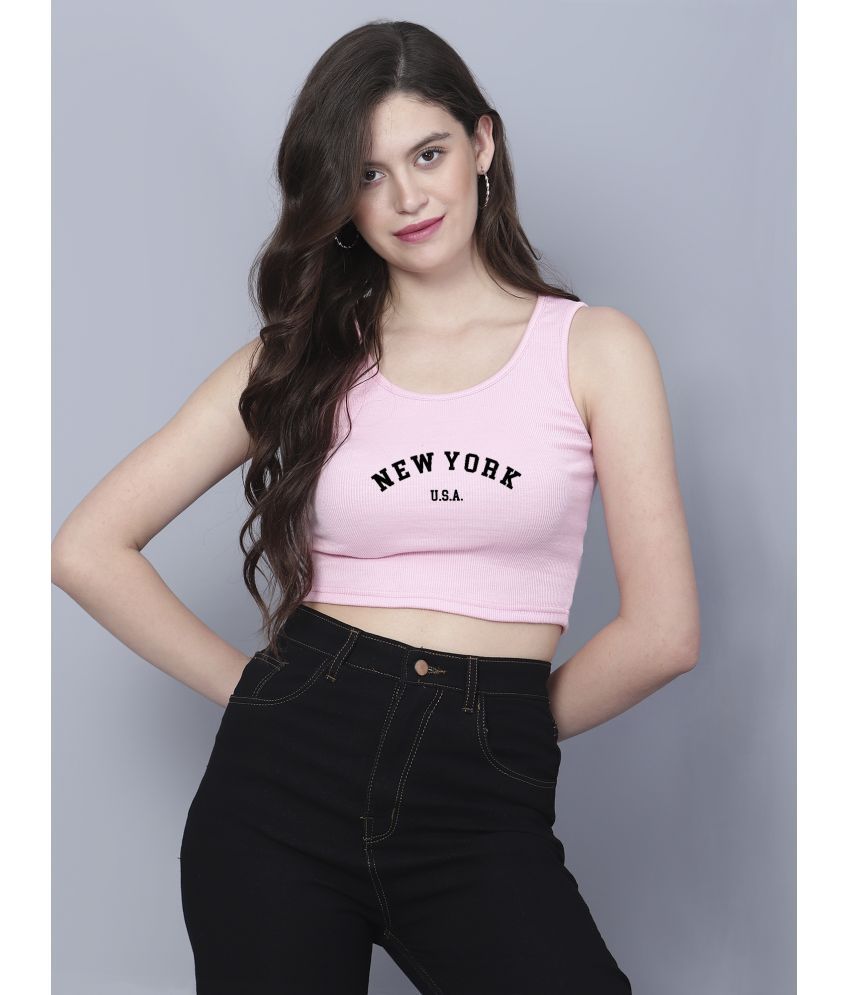     			fashion and youth Pink Cotton Blend Women's Crop Top ( Pack of 1 )