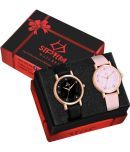 Septem Black Leather Analog Womens Watch