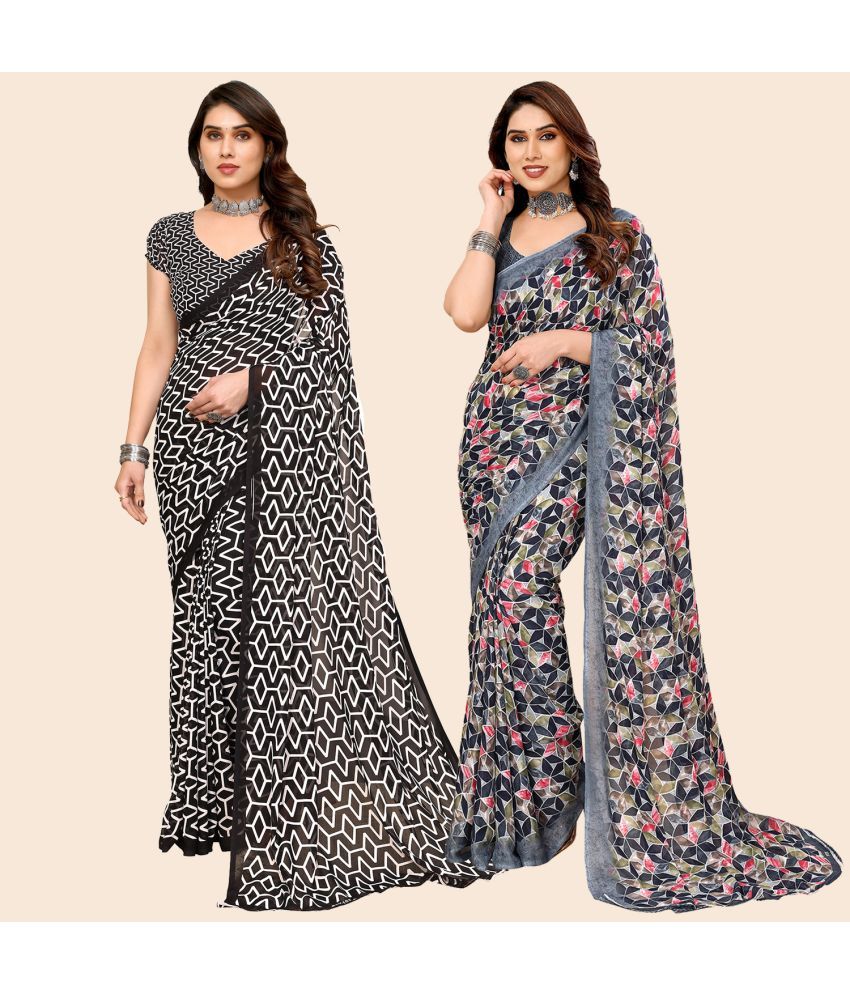     			ANAND SAREES Georgette Printed Saree With Blouse Piece - Multicolour ( Pack of 2 )