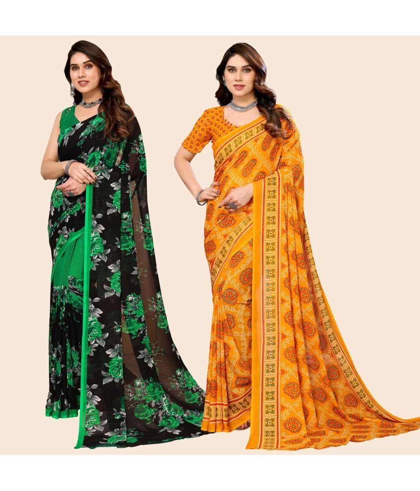     			ANAND SAREES Georgette Printed Saree With Blouse Piece - Multicolour ( Pack of 2 )