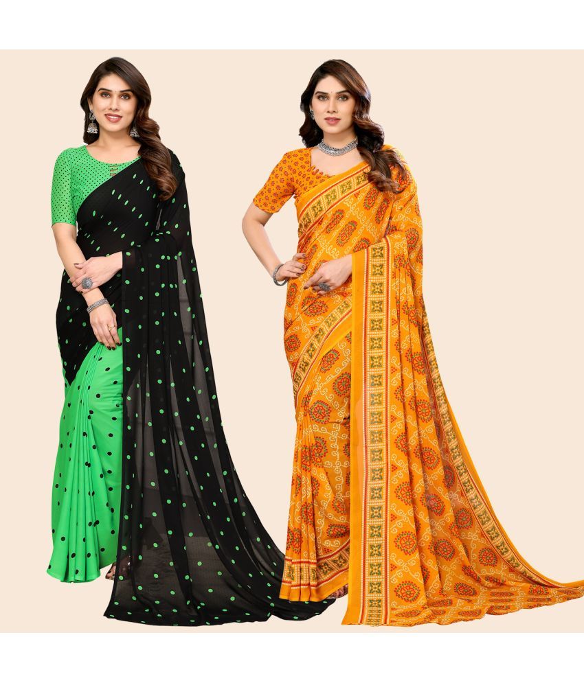     			ANAND SAREES Georgette Printed Saree With Blouse Piece - Multicolour ( Pack of 2 )