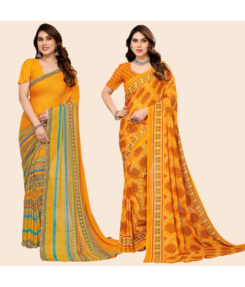     			ANAND SAREES Georgette Printed Saree With Blouse Piece - Multicolour ( Pack of 2 )