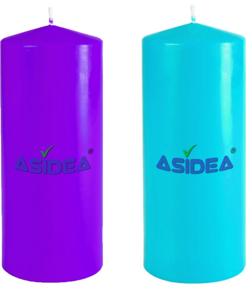     			ASIDEA Multicolour Pillar Candle 10 cm ( Pack of 2 )