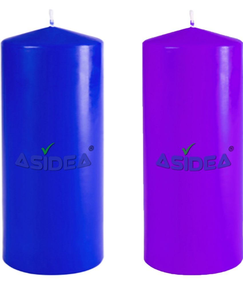     			ASIDEA Multicolour Pillar Candle 10 cm ( Pack of 2 )