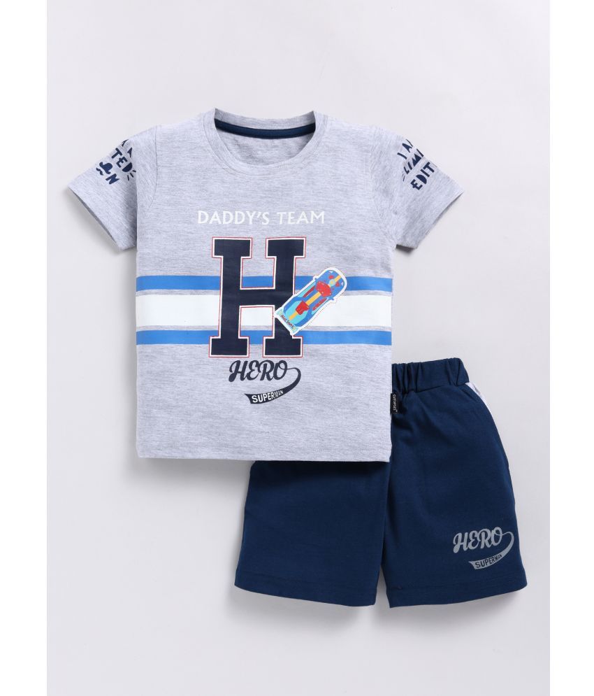     			CUTOPIES Navy Blue Cotton Boys T-Shirt & Shorts ( Pack of 1 )