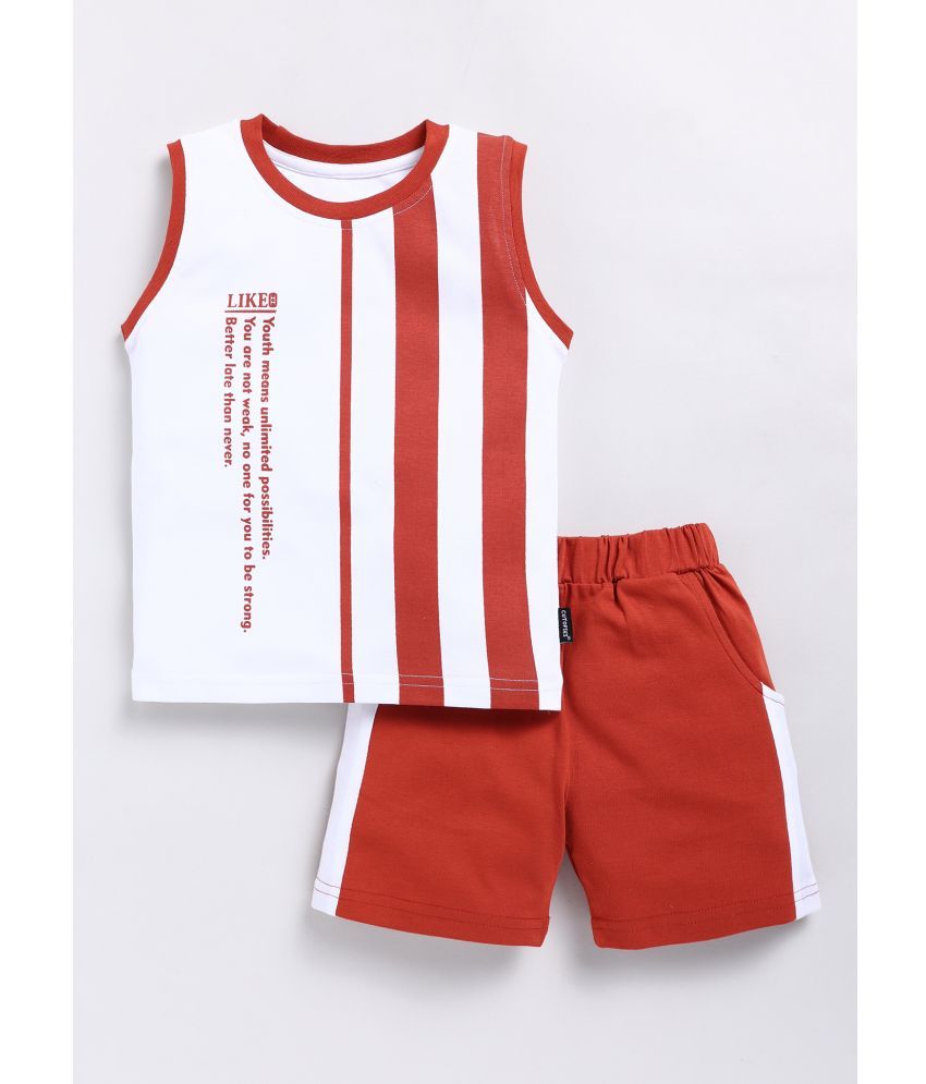     			CUTOPIES Rust Cotton Boys T-Shirt & Shorts ( Pack of 1 )