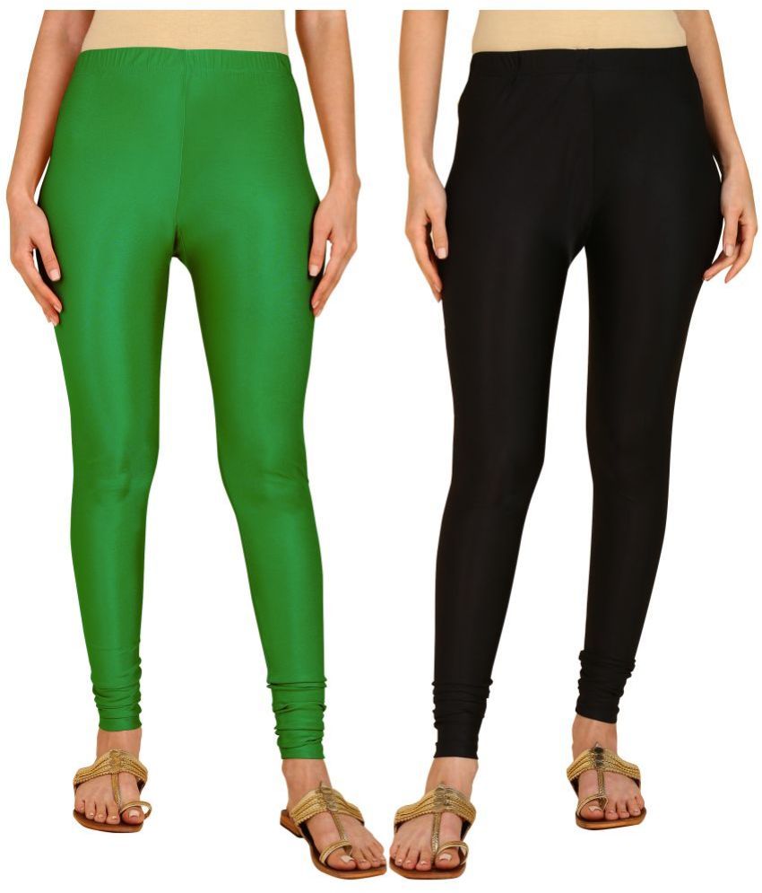     			Colorscube - Black,Green Lycra Women's Churidar ( Pack of 2 )