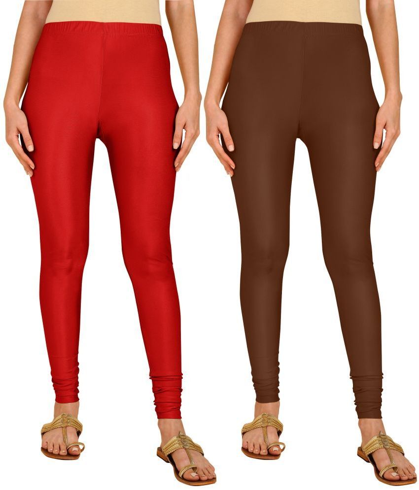     			Colorscube - Brown,Red Lycra Women's Leggings ( Pack of 2 )