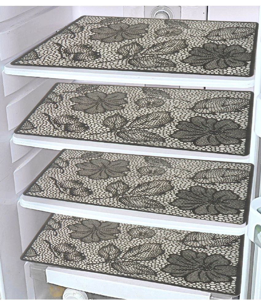     			Crosmo PVC Floral Fridge Mats ( 43 28 ) Pack of 4 - Gray