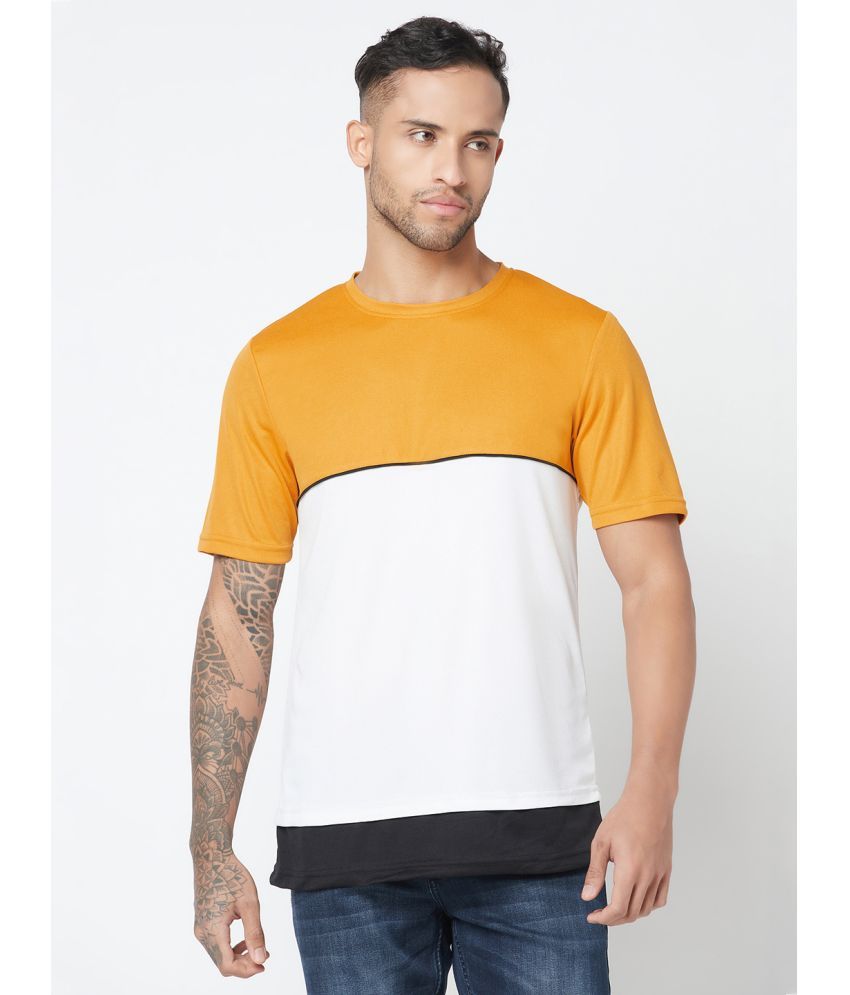     			Glito Polyester Regular Fit Colorblock Half Sleeves Men's T-Shirt - Yellow ( Pack of 1 )