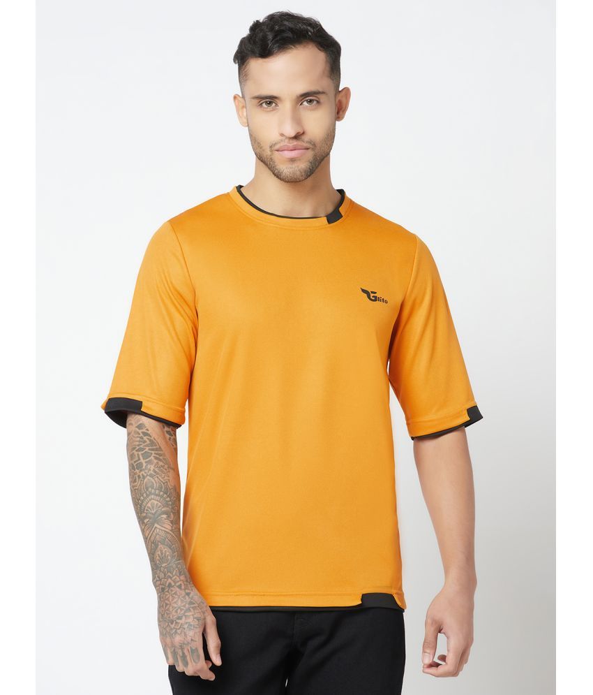     			Glito Polyester Regular Fit Solid Half Sleeves Men's T-Shirt - Yellow ( Pack of 1 )