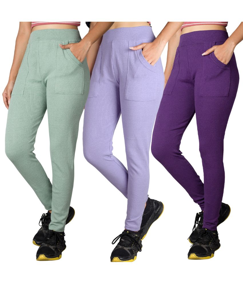     			KARARO JEGGINGS - Cotton Blend Skinny Fit Lavender Women's Jeggings ( Pack of 3 )