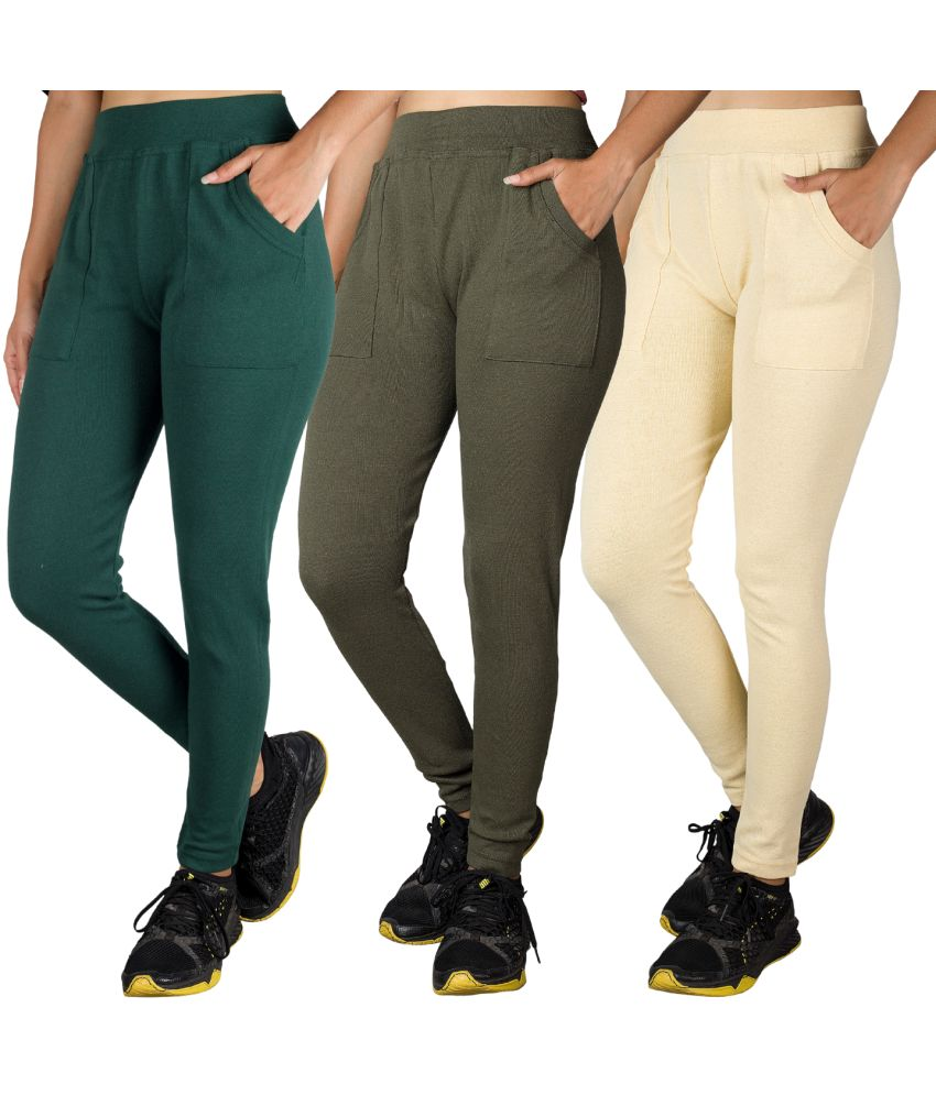     			KARARO JEGGINGS - Cotton Blend Skinny Fit Green Women's Jeggings ( Pack of 3 )