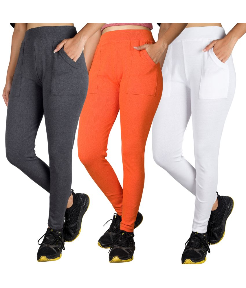     			KARARO JEGGINGS - Cotton Blend Skinny Fit Orange Women's Jeggings ( Pack of 3 )