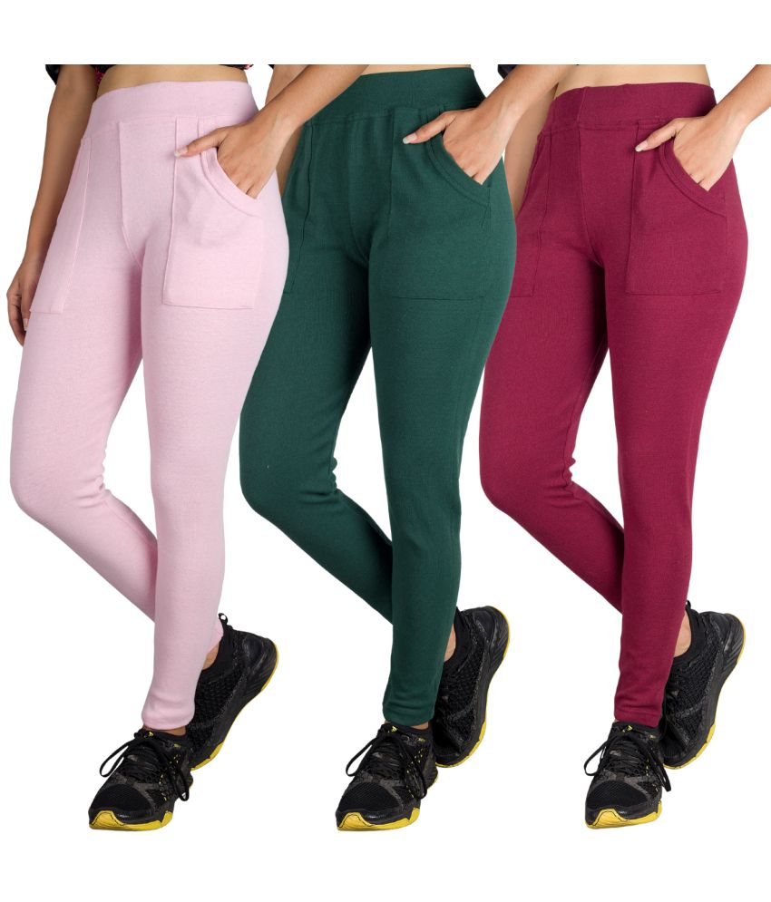     			KARARO JEGGINGS - Cotton Blend Skinny Fit Pink Women's Jeggings ( Pack of 3 )