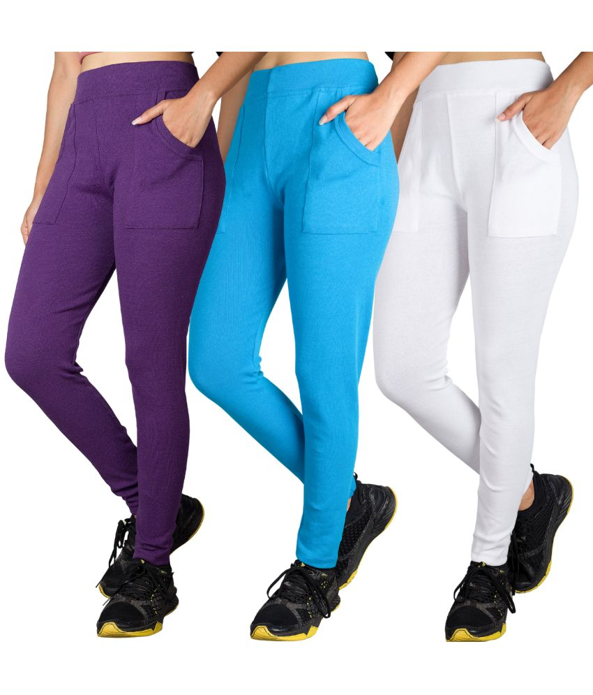     			KARARO JEGGINGS - Cotton Blend Skinny Fit Turquoise Women's Jeggings ( Pack of 3 )