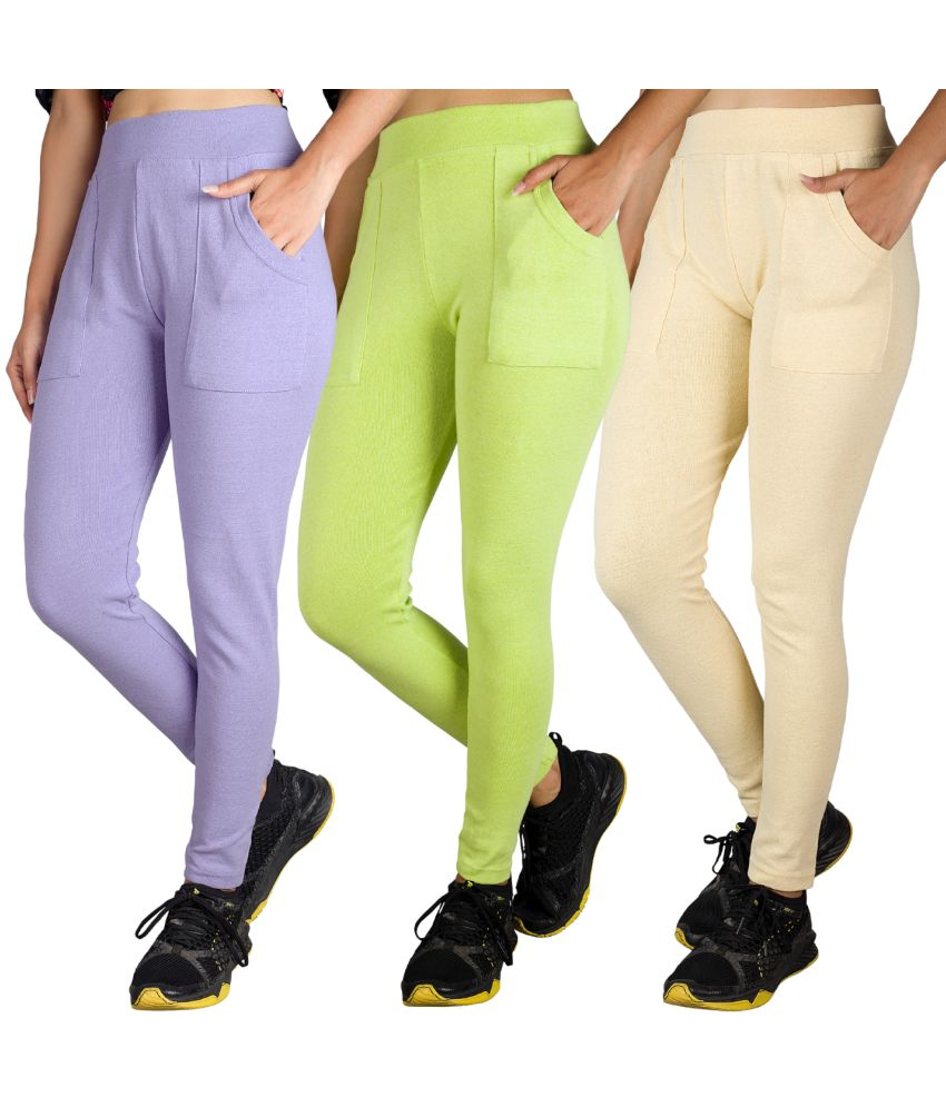     			KARARO JEGGINGS - Cotton Blend Skinny Fit Lavender Women's Jeggings ( Pack of 3 )