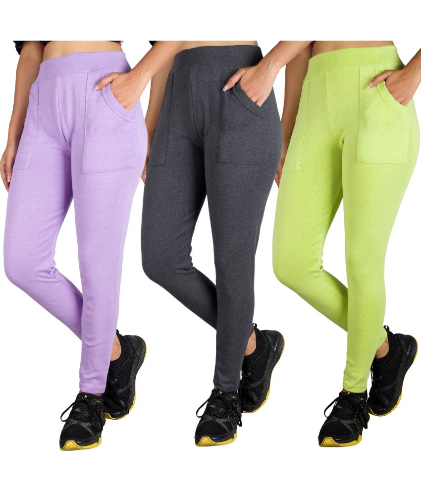     			KARARO JEGGINGS - Cotton Blend Skinny Fit Lavender Women's Jeggings ( Pack of 3 )