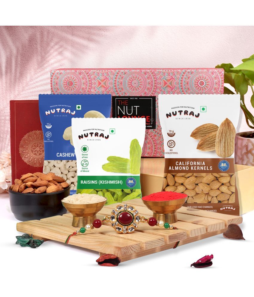     			Nutraj Hearty Rakhi Gift Pack California Almonds 100g, Cashew 100g, Raisins 100g