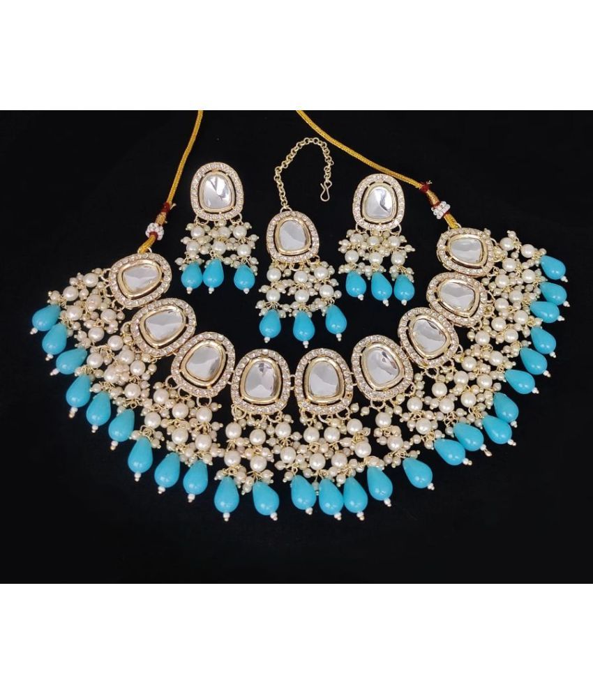     			Padmavati Bangles Light Blue Alloy Necklace Set ( Pack of 1 )