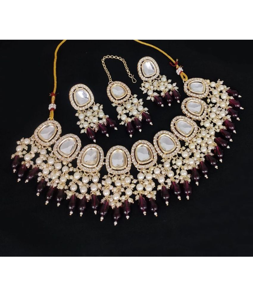     			Padmavati Bangles Maroon Alloy Necklace Set ( Pack of 1 )