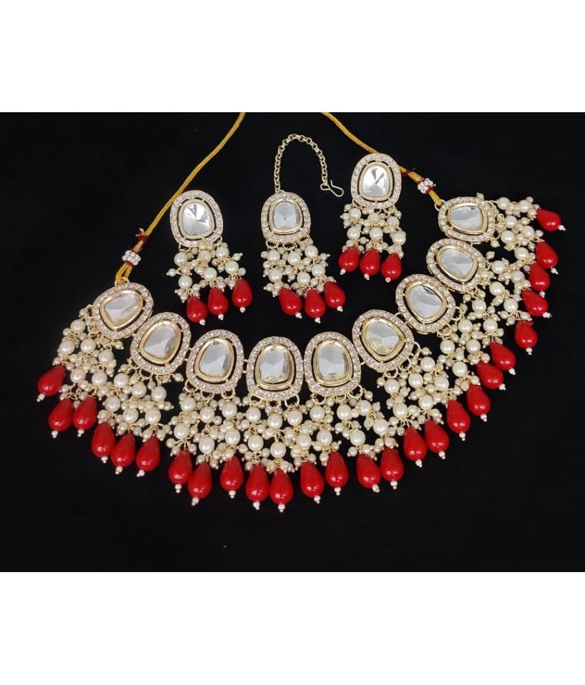     			Padmavati Bangles Red Alloy Necklace Set ( Pack of 1 )