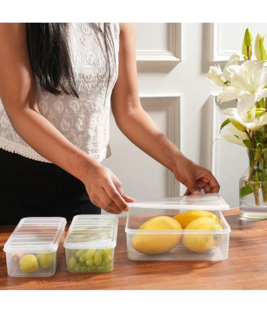     			PearlPet fridge container Plastic Transparent Multi-Purpose Container ( Set of 3 )