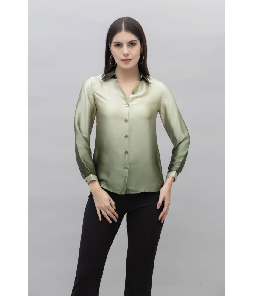     			Purys Green Satin Women's Shirt Style Top ( Pack of 1 )