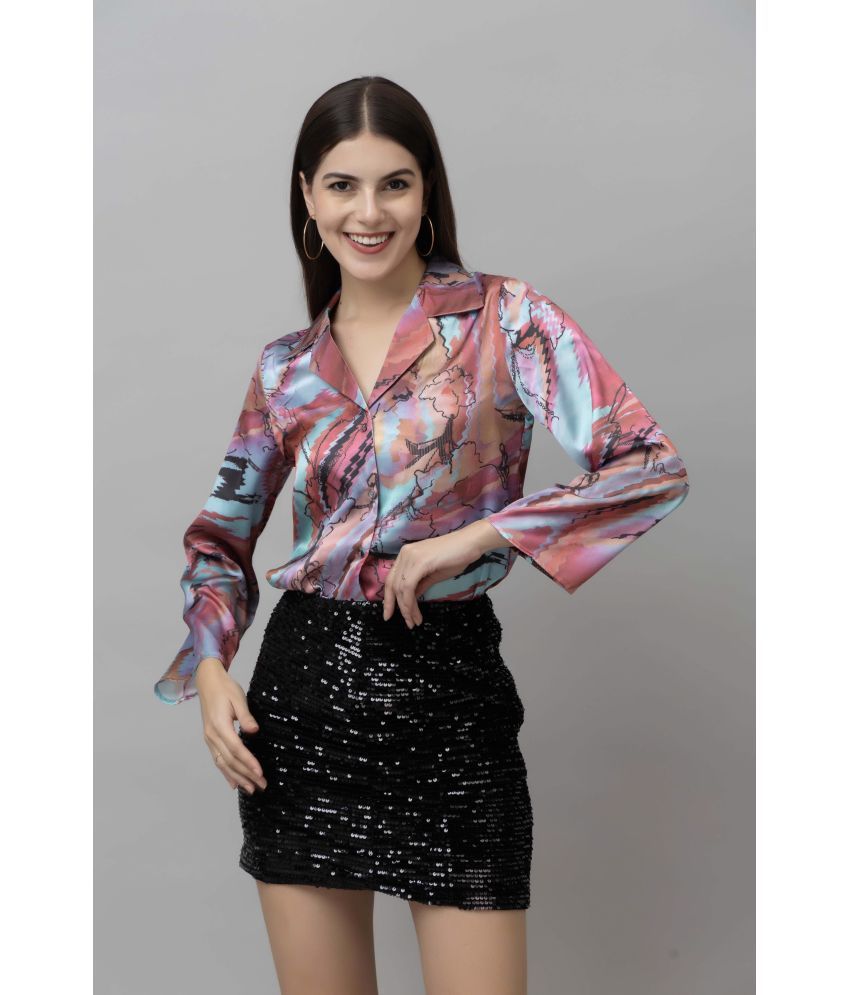     			Purys Multicolor Satin Women's Shirt Style Top ( Pack of 1 )