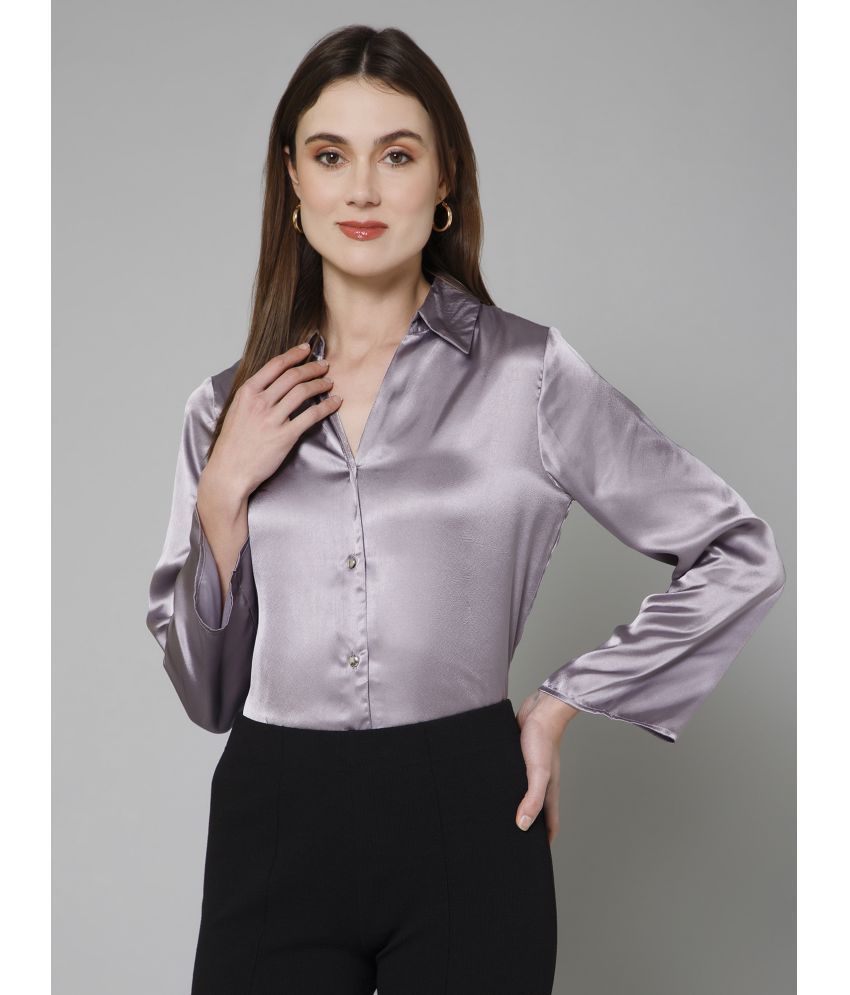     			Purys Purple Satin Women's Shirt Style Top ( Pack of 1 )