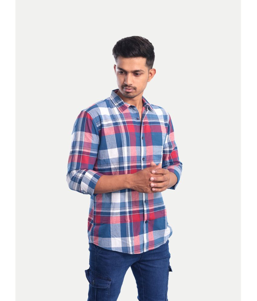     			Radprix 100% Cotton Regular Fit Checks Full Sleeves Men's Casual Shirt - Blue ( Pack of 1 )