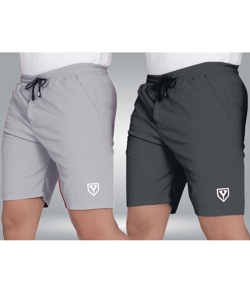     			Septem Light Grey Polyester Men's Gym Shorts ( Pack of 2 )