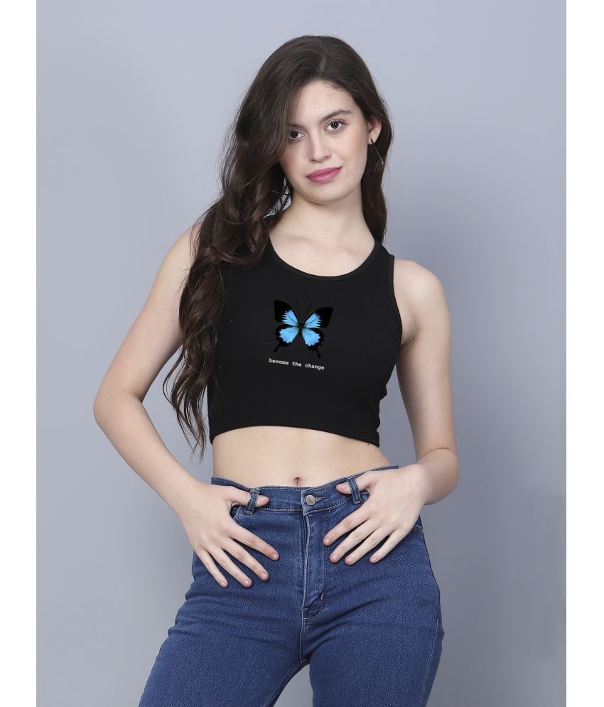     			fashion and youth Black Cotton Blend Women's Crop Top ( Pack of 1 )