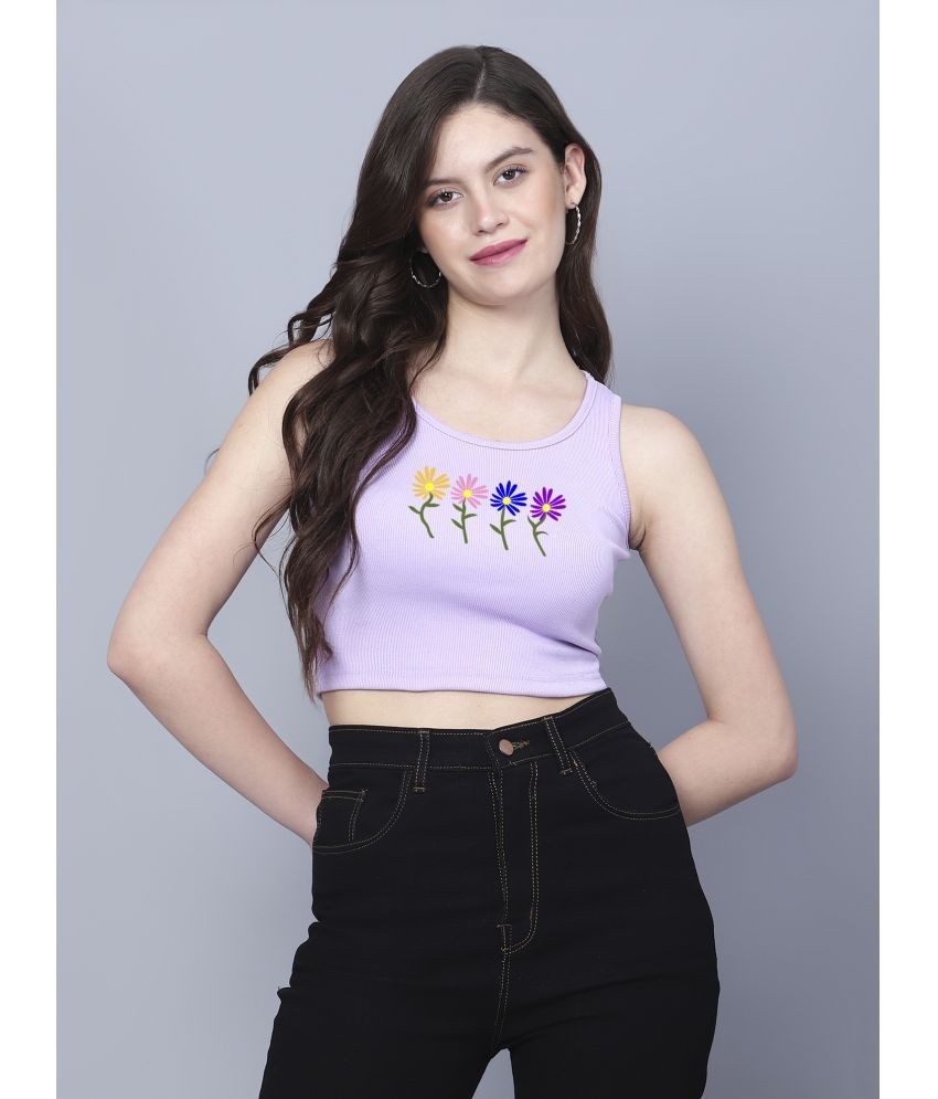     			fashion and youth Purple Cotton Blend Women's Crop Top ( Pack of 1 )