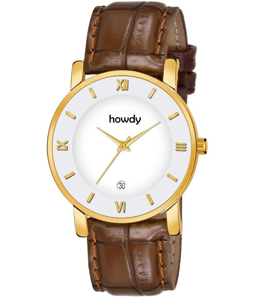     			howdy Brown Silicon Analog Men's Watch