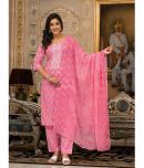 Juniper Cotton Printed Kurti With Pants Women's Stitched Salwar Suit - Pink ( Pack of 1 )