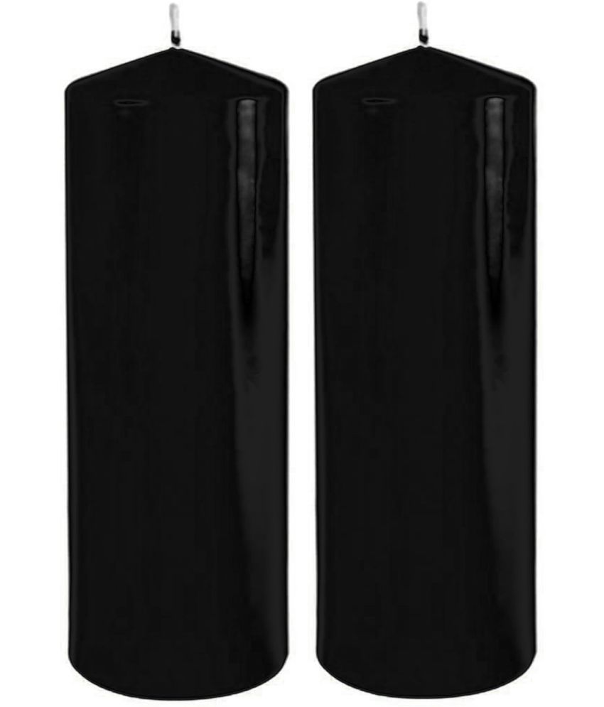     			ASIDEA Black Pillar Candle 4 cm ( Pack of 2 )