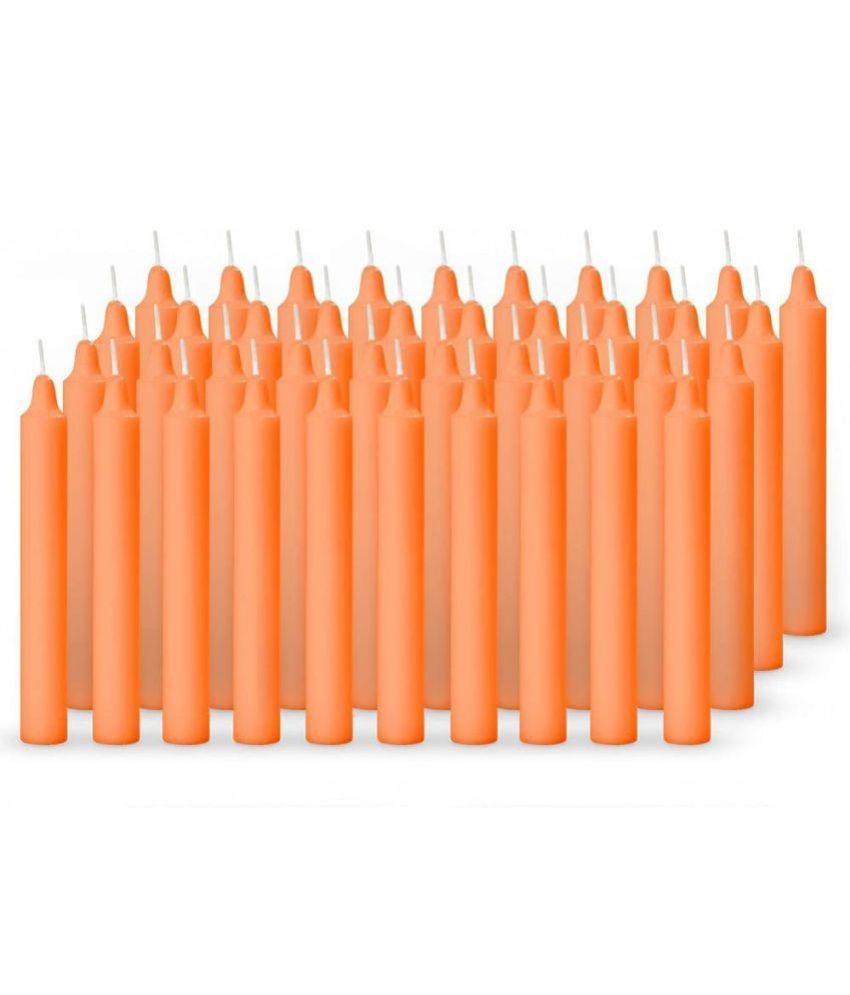     			ASIDEA Orange Tapered Candle 10 cm ( Pack of 100 )