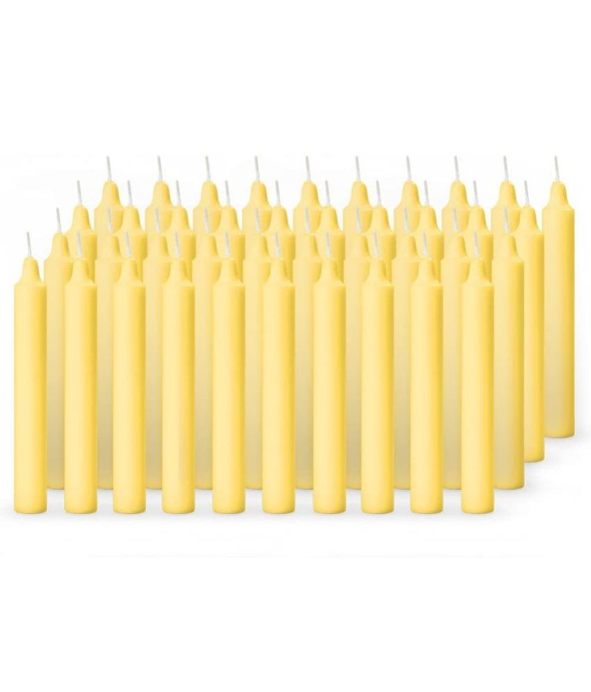     			ASIDEA Yellow Tapered Candle 10 cm ( Pack of 50 )