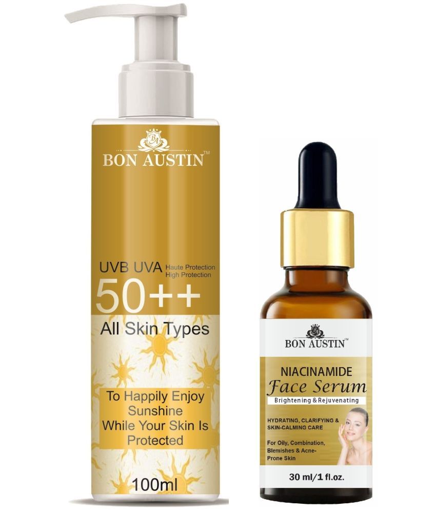     			Bon Austin Broad Spectrum SPF 50++ Sunscreen 100ML & Niacindamide Face Serum 30ML - Combo of 2