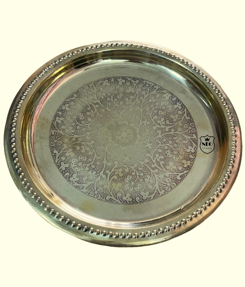     			Puja Thali with Flower Embossed Design 6" INCH (GOLD)