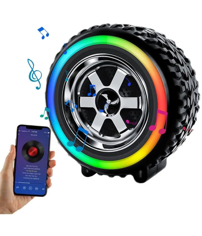     			COREGENIX RGB TYRE 10 W Bluetooth Speaker Bluetooth V 5.1 with USB,SD card Slot Playback Time 10 hrs Black