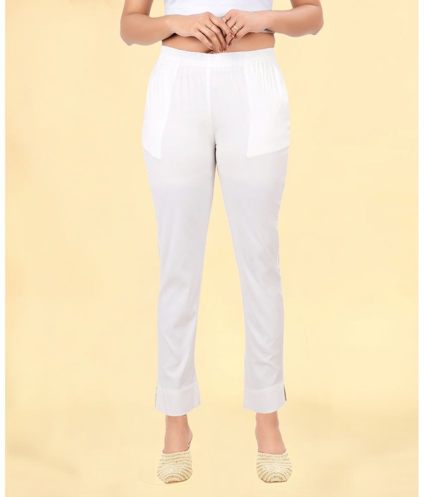     			Colorscube - White Viscose Women's Straight Pant ( Pack of 1 )