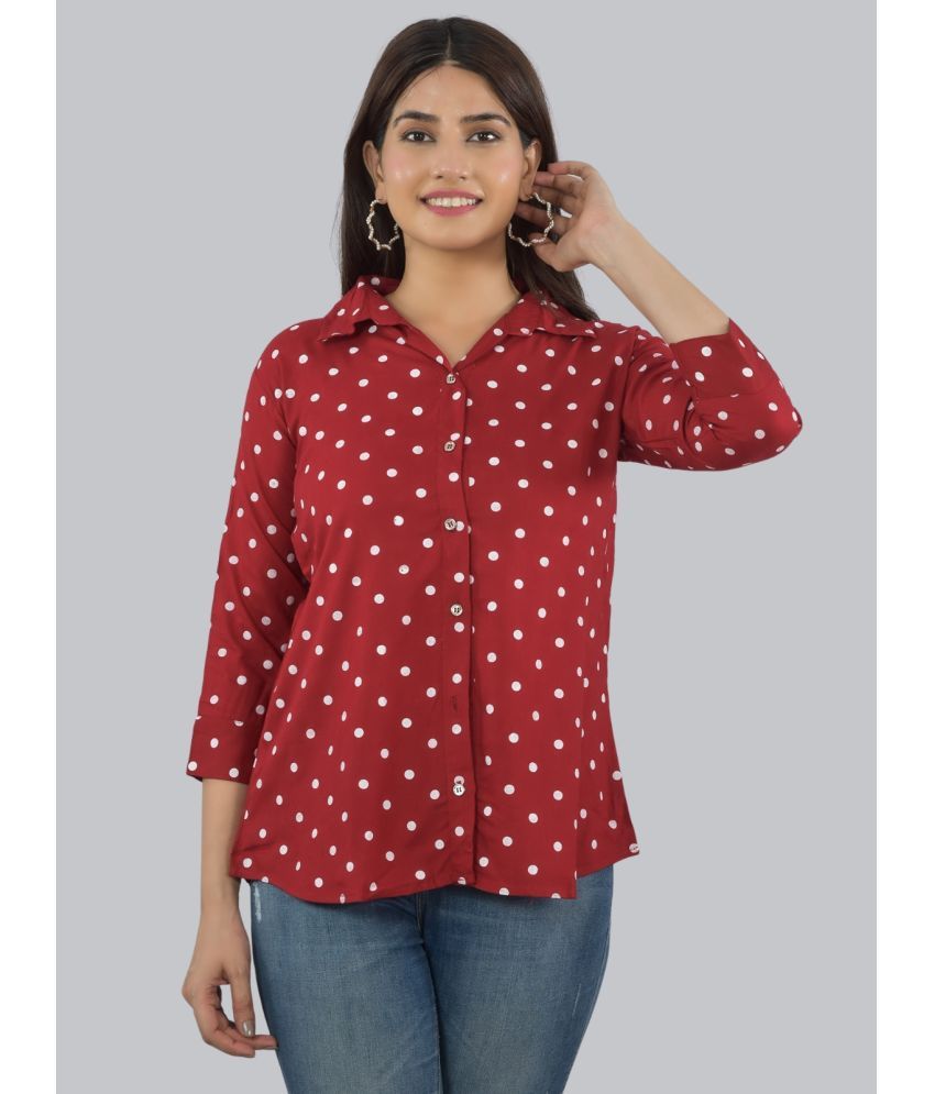     			FABISHO Maroon Rayon Women's Shirt Style Top ( Pack of 1 )