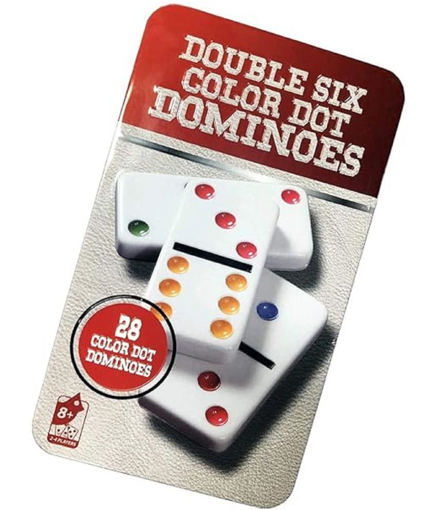     			FEDIFU  Dominoes Block Double 6 Color Game Set - White Dominoes 28 Piece Set Toy in Case Strategy Board Games