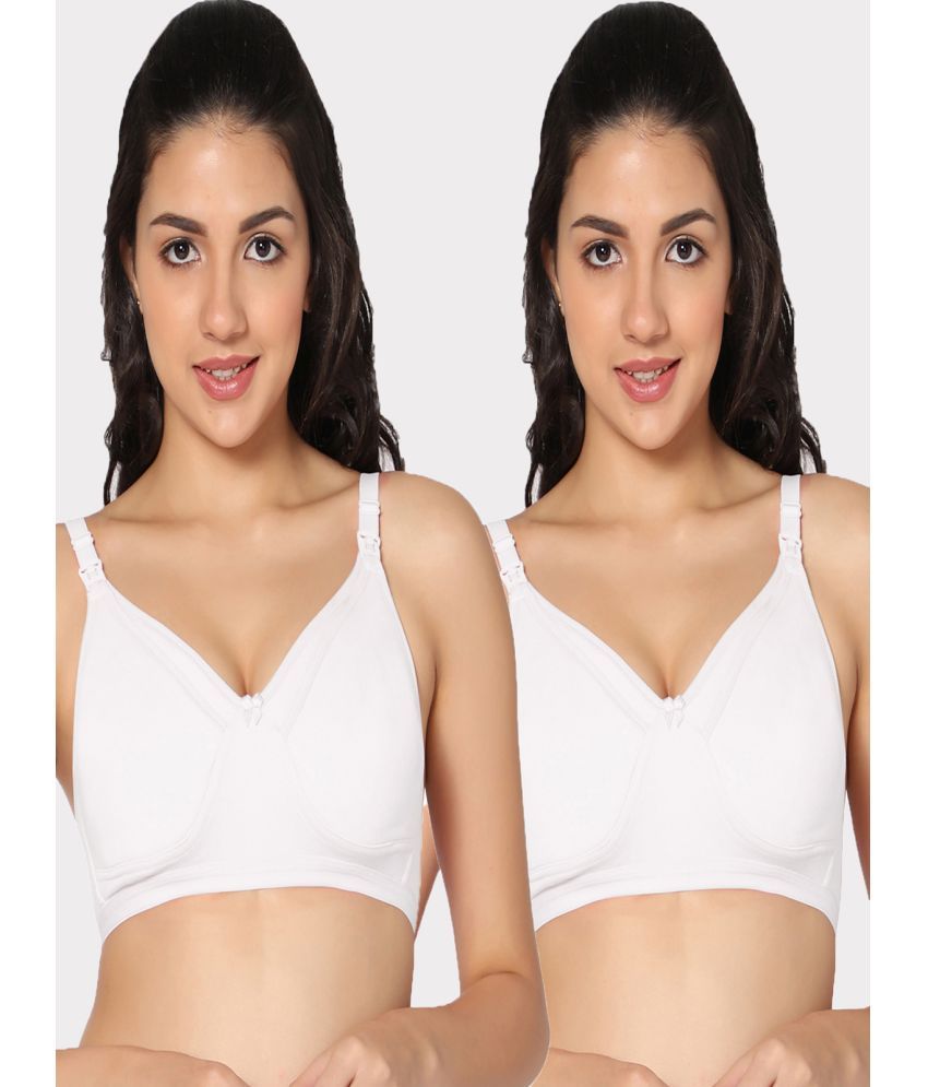     			IN CARE LINGERIE White Cotton Blend Non Padded Women's Everyday Bra ( Pack of 2 )