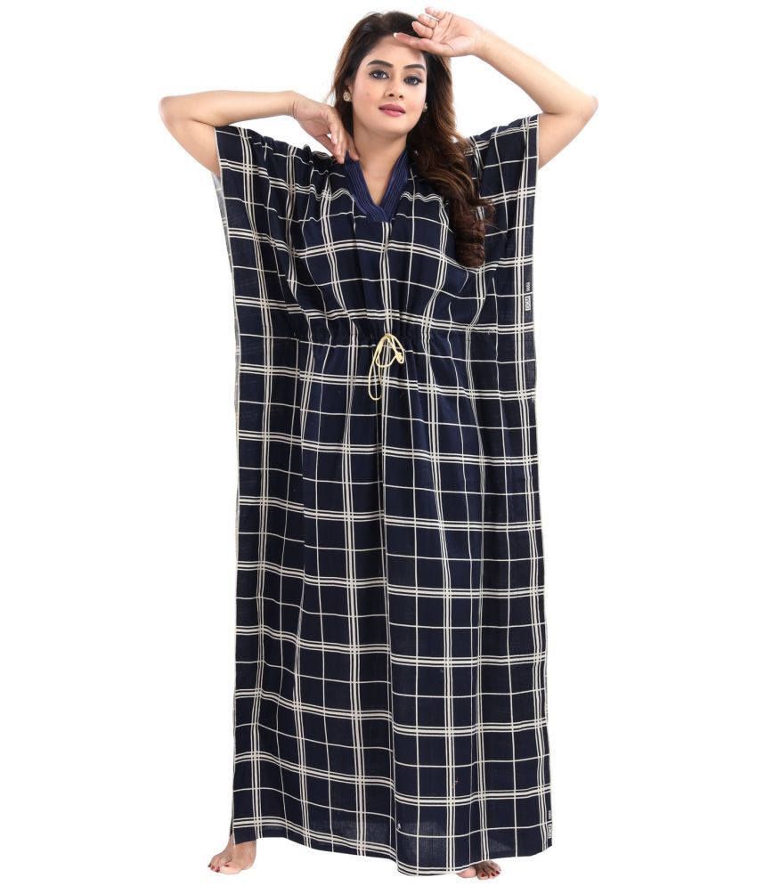     			INNER BEATS Multicolor Cotton Blend Women's Nightwear Kaftan Night Dress ( Pack of 1 )