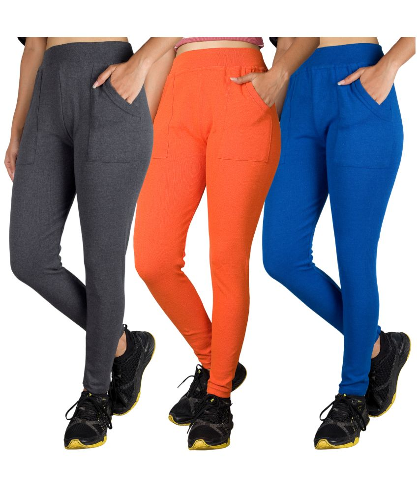     			KARARO JEGGINGS - Cotton Blend Skinny Fit Orange Women's Jeggings ( Pack of 3 )